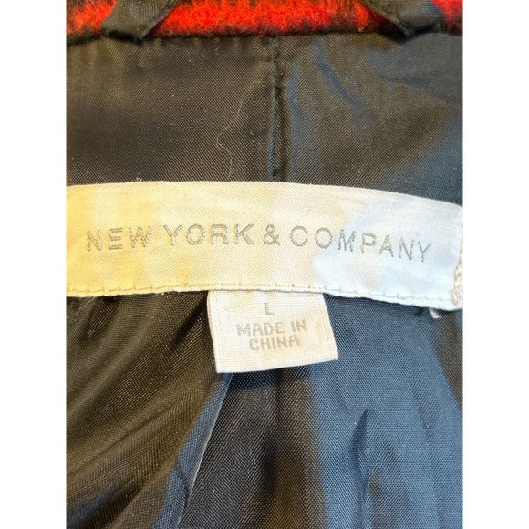 New York & Company Jacket Womens Large Red Plaid Peacoat - Picture 4 of 10